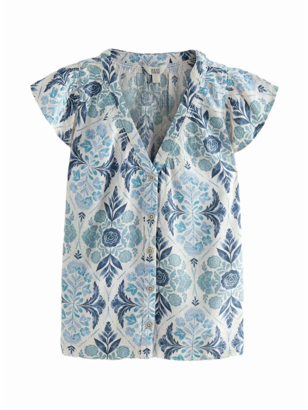 Next Linen Blend Button Down Top